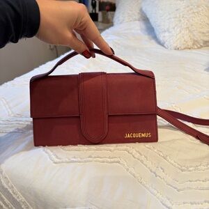 Jacquemus Deep Red Clutch with Gold Logo